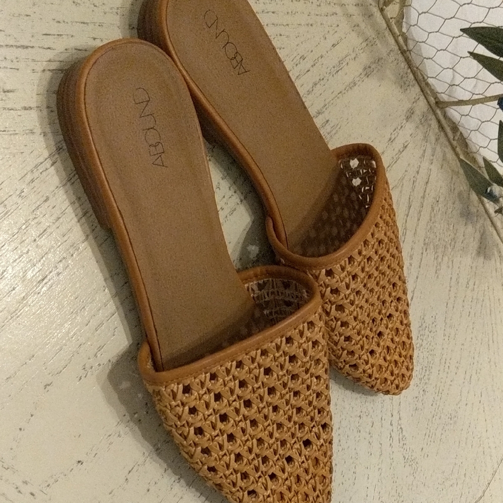 Abound Tan Woven Mules Elegant Slip-On Shoes